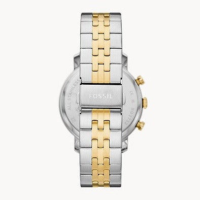 Fossil Boyfriend Chronograph White Dial Two Tone Steel Strap Watch for Women - ES3840