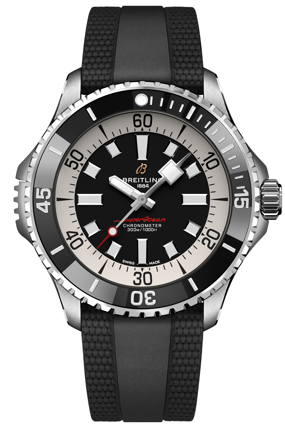 Breitling Superocean Automatic 46 Black Dial Black Rubber Strap Watch for Men - A17378211B1S1