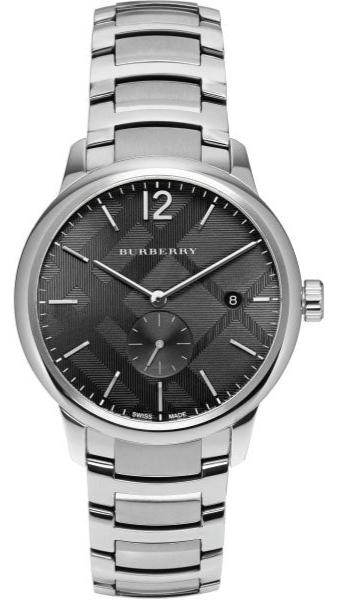 Burberry The Classic Round Black Dial Silver Steel Strap Watch for Men - BU10005
