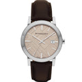 Burberry The City Gold Dial Brown Leather Strap Watch for Men - BU9011