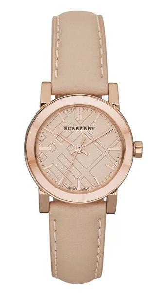 Burberry The City Gold Dial Beige Leather Strap Watch for Women - BU9210