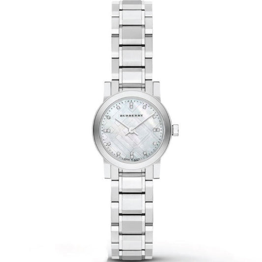 Burberry The City Diamonds Mother of Pearl Dial Silver Steel Strap Watch for Women - BU9224