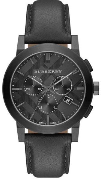 Burberry The City Black Dial Black Leather Watch for Men - BU9364