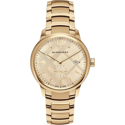 Burberry The Classic Yellow Gold Dial Yellow Gold Stainless Steel Strap Watch for Men - BU10006