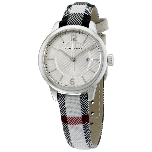 Burberry Classic Silver Dial Horseberry Black Leather Strap Watch for Women - BU10103