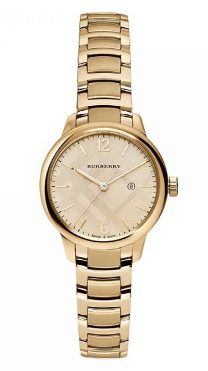 Burberry The Classic Gold Dial Gold Steel Strap Watch for Women - BU10109