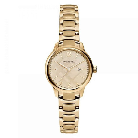 Burberry The Classic Champagne Dial Gold Stainless Steel Strap Watch for Women - BU10109