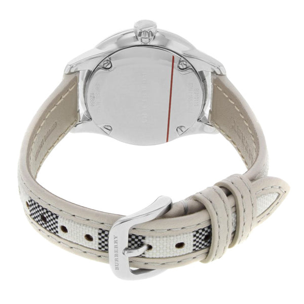 Burberry The Classic Silver Dial White Leather Strap Watch for Women - BU10113