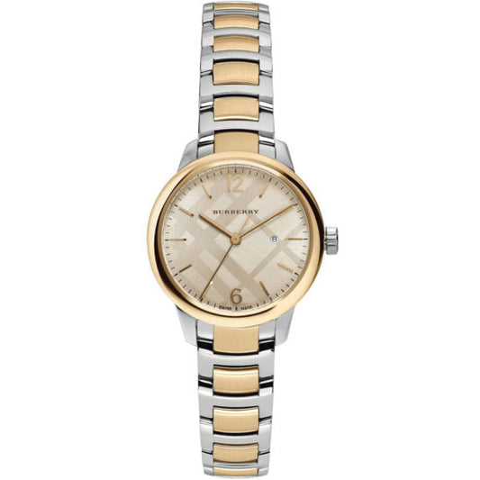Burberry The Classic Champagne Dial Two Tone Stainless Steel Strap Watch for Women - BU10118