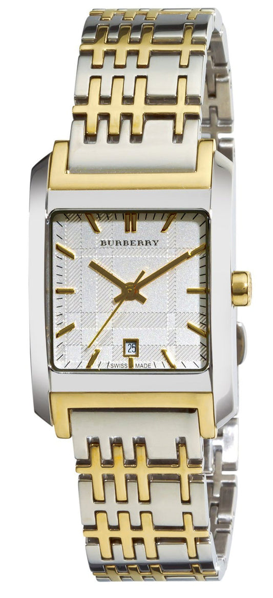 Burberry Nova Checked White Dial Two Tone Stainless Steel Strap Watch for Women - BU1573