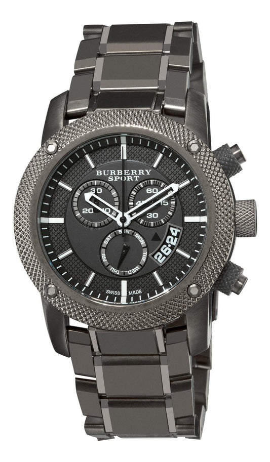 Burberry Sport Chrono Grey Dial Grey Steel Strap Watch for Men - BU7716