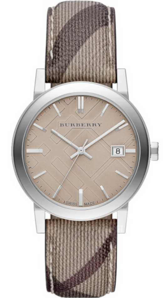 Burberry The City Nova Beige Dial Textured Leather Strap Watch for Women - BU9023