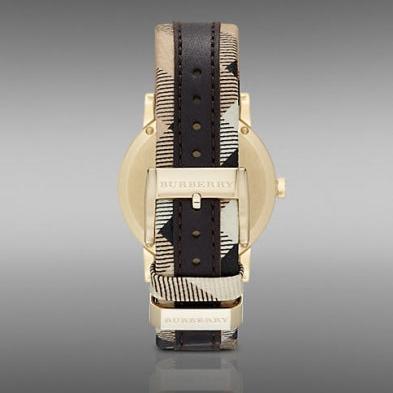 Burberry The City Gold Dial Black Leather Strap Watch for Men - BU9032