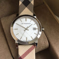 Burberry The City White Dial Beige Leather Strap Watch for Women - BU9113