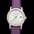 Burberry The City Silver Dial Purple Leather Strap Watch for Women - BU9122