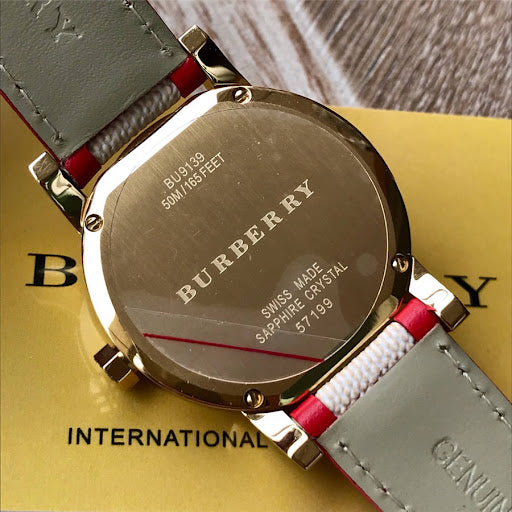 Burberry The City Champagne Dial Brown Leather Strap Watch for Women - BU9139