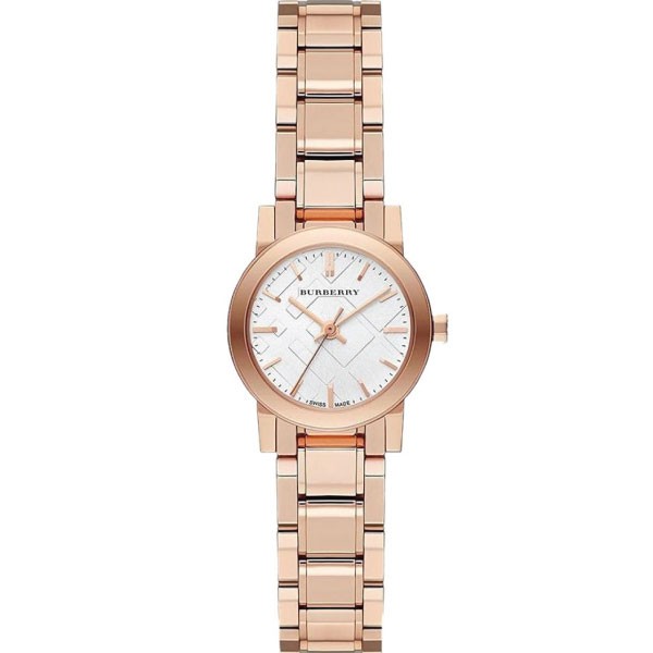 Burberry The City White Dial Rose Gold Steel Strap Watch for Women - BU9104