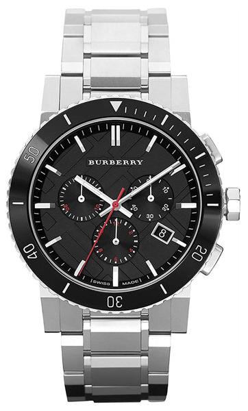 Burberry The City Black Dial Silver Steel Strap Watch for Men - BU9380