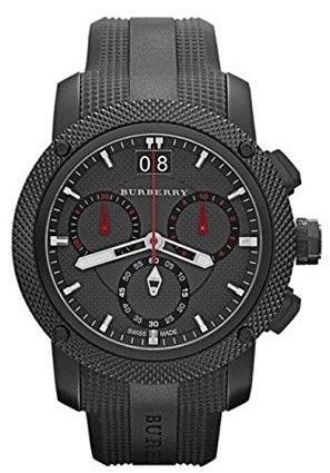 Burberry The Endurance Chronograph Black Dial Black Rubber Strap Watch For Men - BU9802