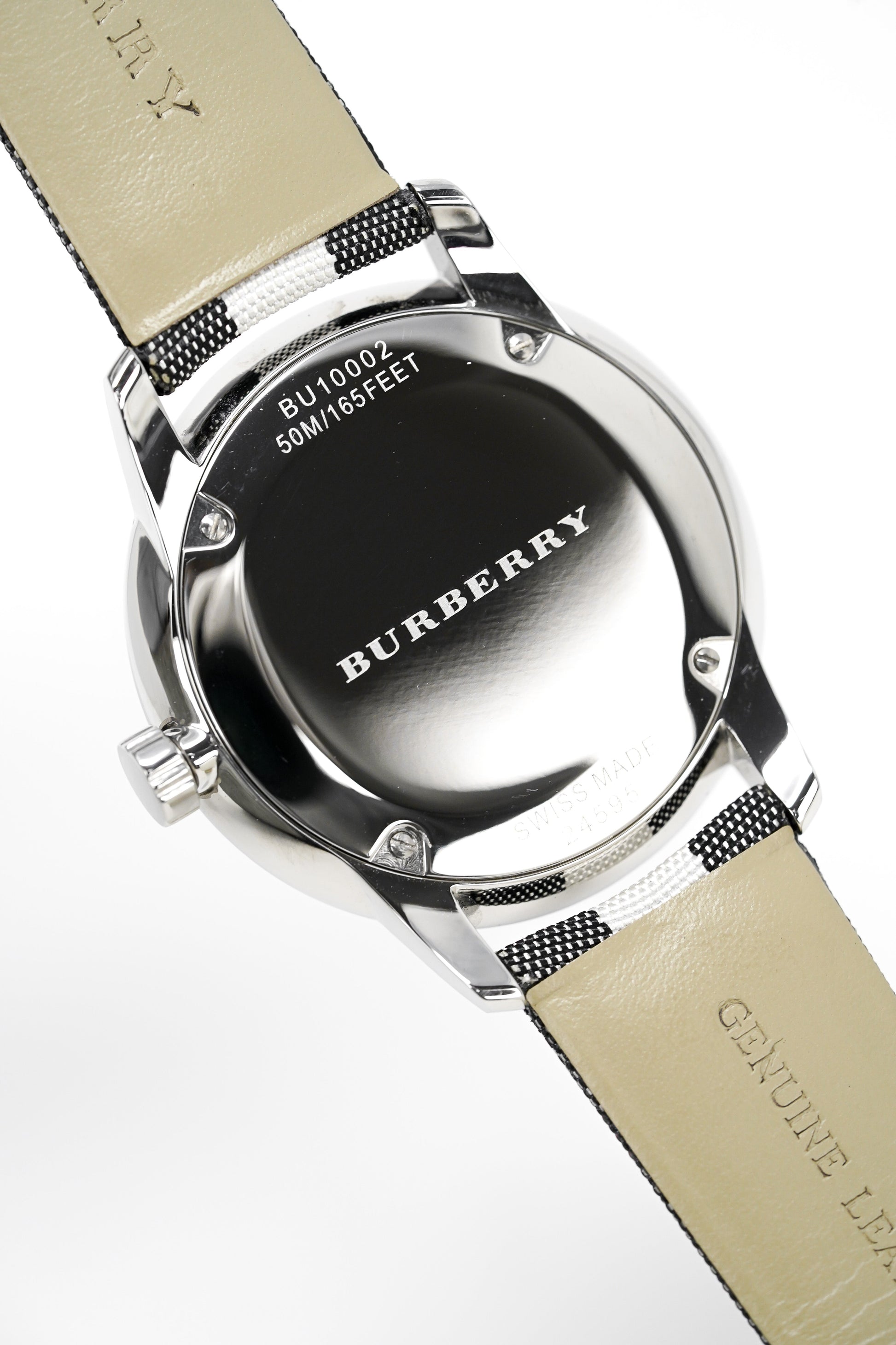 Burberry The Classic Silver Dial Horseferry Black Leather Strap Watch for Men - BU10002