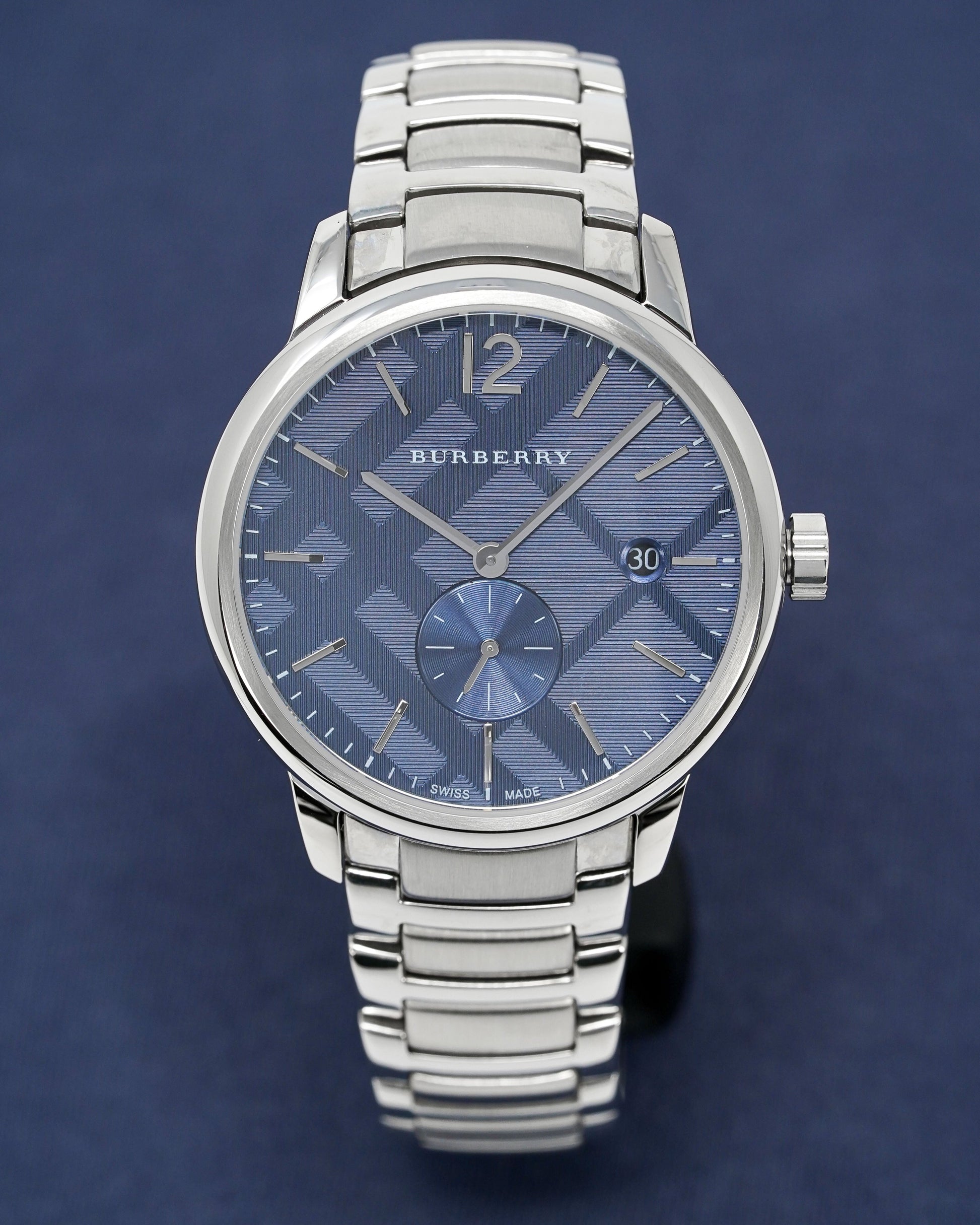 Burberry The Classic Blue Dial Silver Steel Strap Watch for Men - BU10007