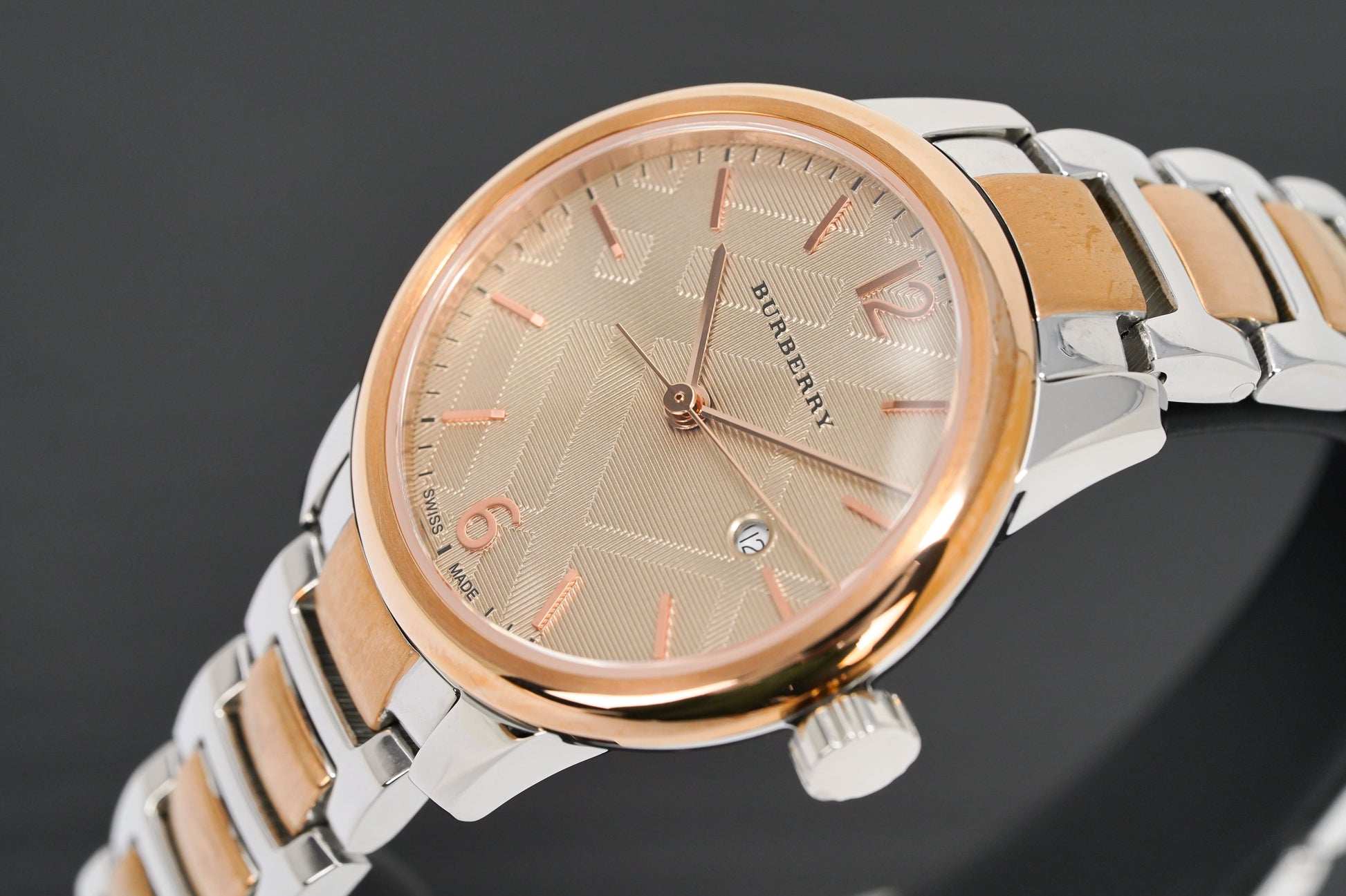 Burberry The Classic Rose Gold Dial Two Tone Stainless Steel Strap Watch for Women - BU10117