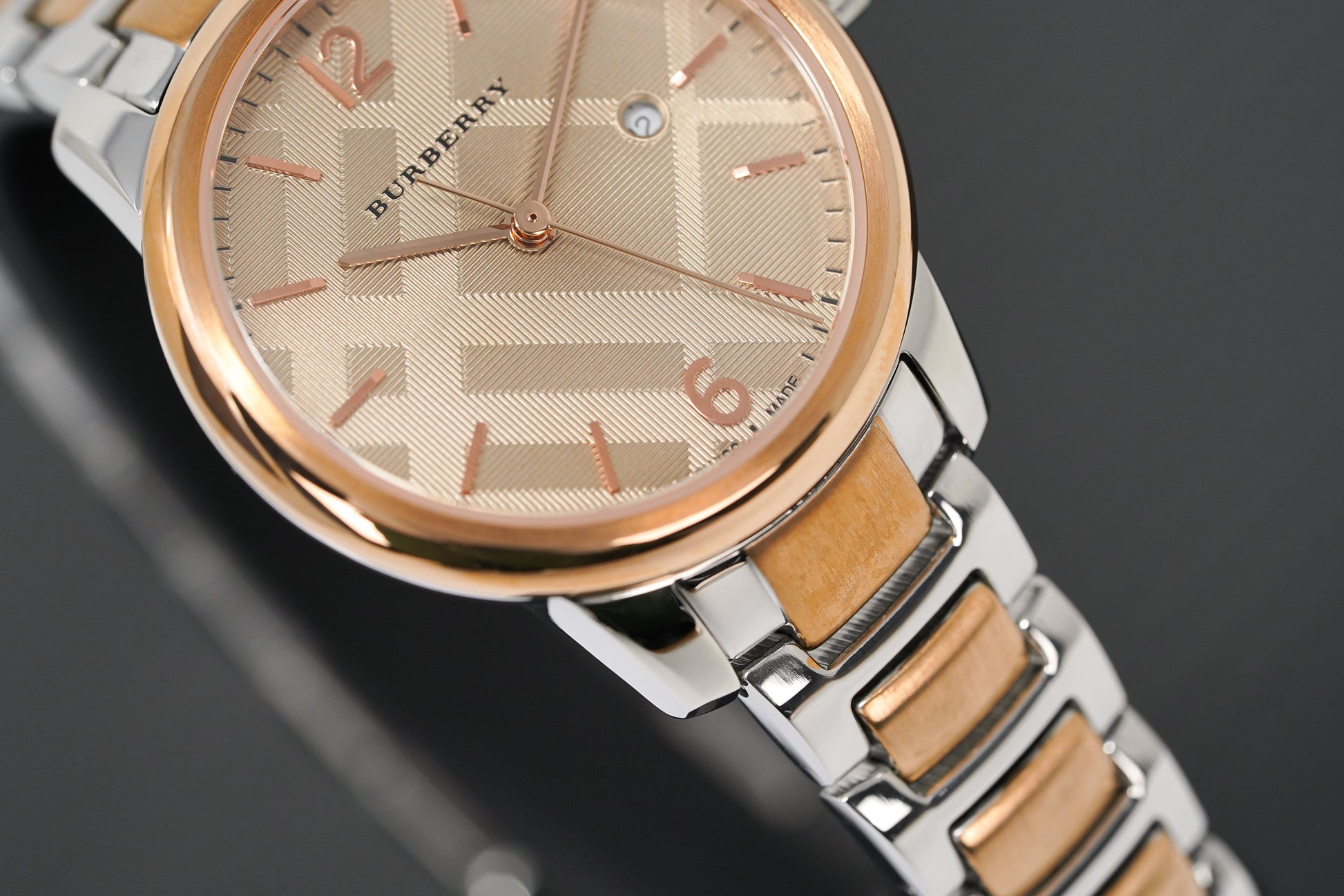 Burberry The Classic Rose Gold Dial Two Tone Stainless Steel Strap Watch for Women - BU10117