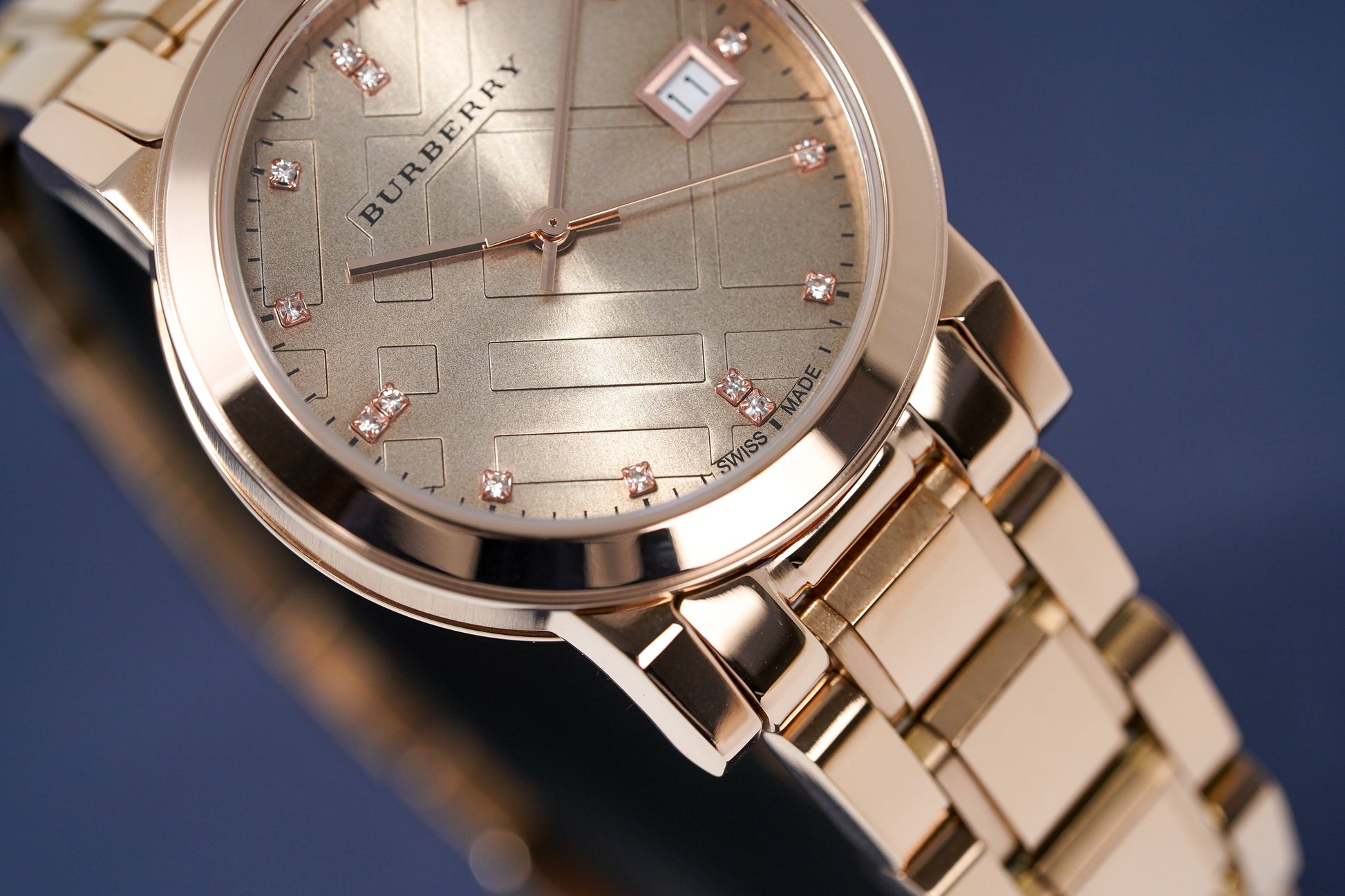 Burberry The City Diamonds Rose Gold Dial Rose Gold Steel Watch for Women - BU9126