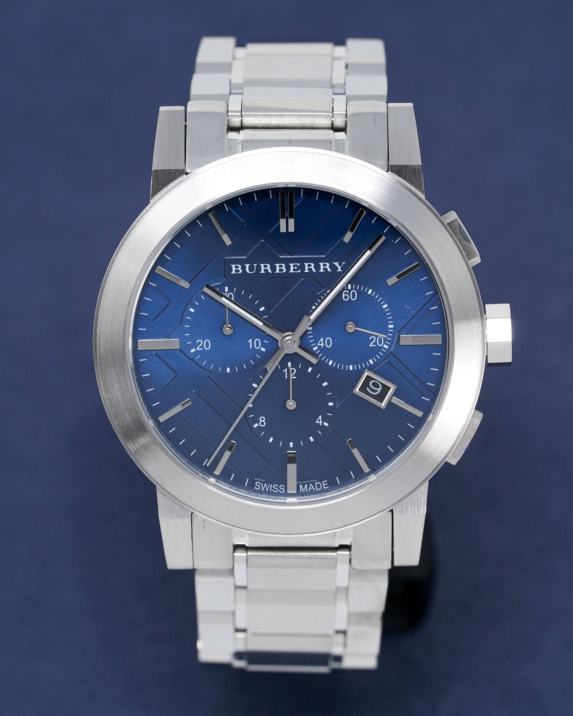 Burberry The City Blue Dial Silver Steel Strap Watch for Men - BU9363