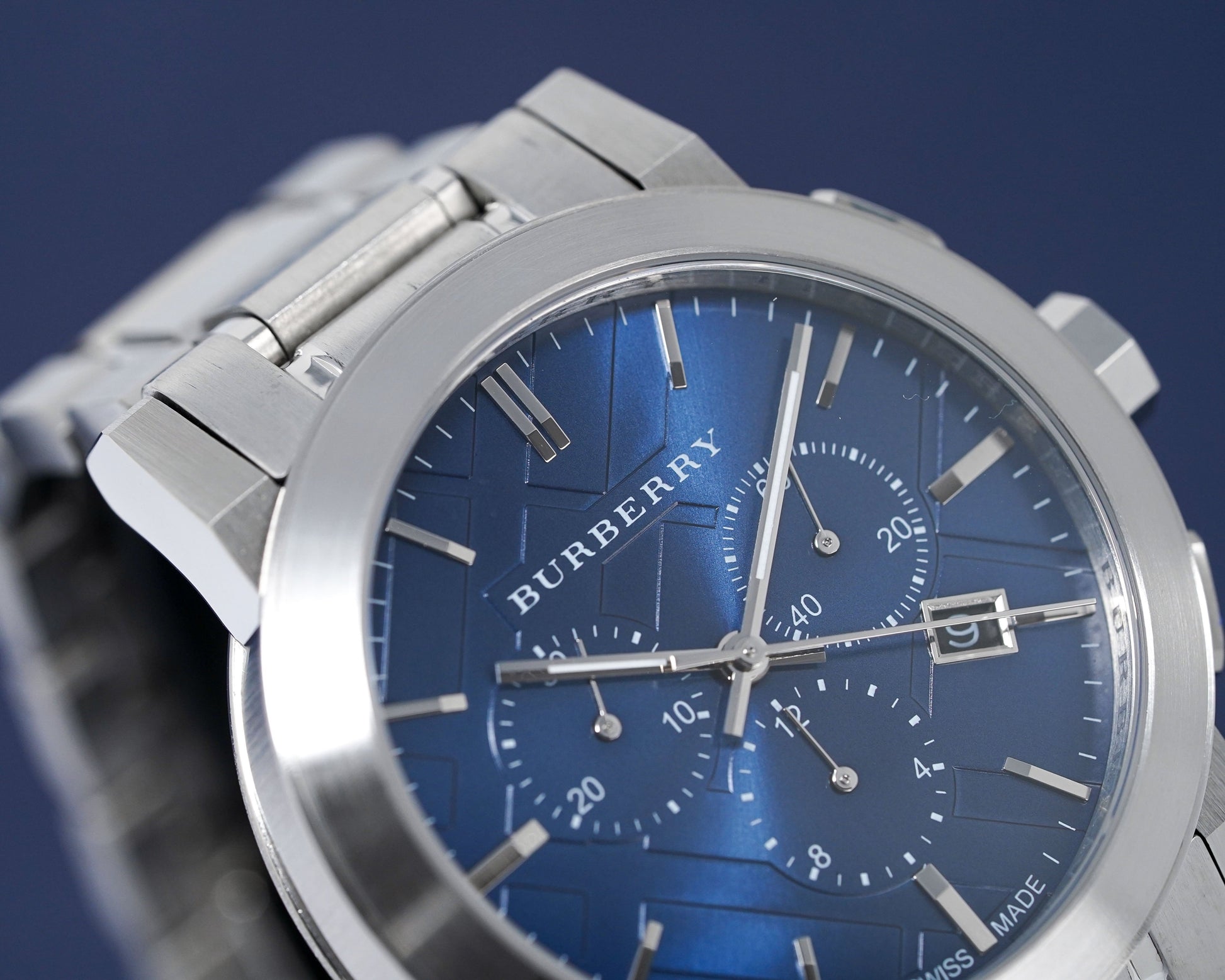 Burberry The City Blue Dial Silver Steel Strap Watch for Men - BU9363