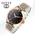 Gucci G Timeless Quartz Black Dial Two Tone Mesh Bracelet Watch For Women - YA126512