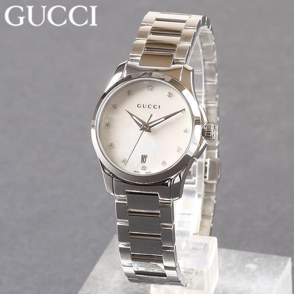 Gucci G Timeless Silver Stainless Steel Mother of Pearl Dial Quartz Watch For Women - YA126542