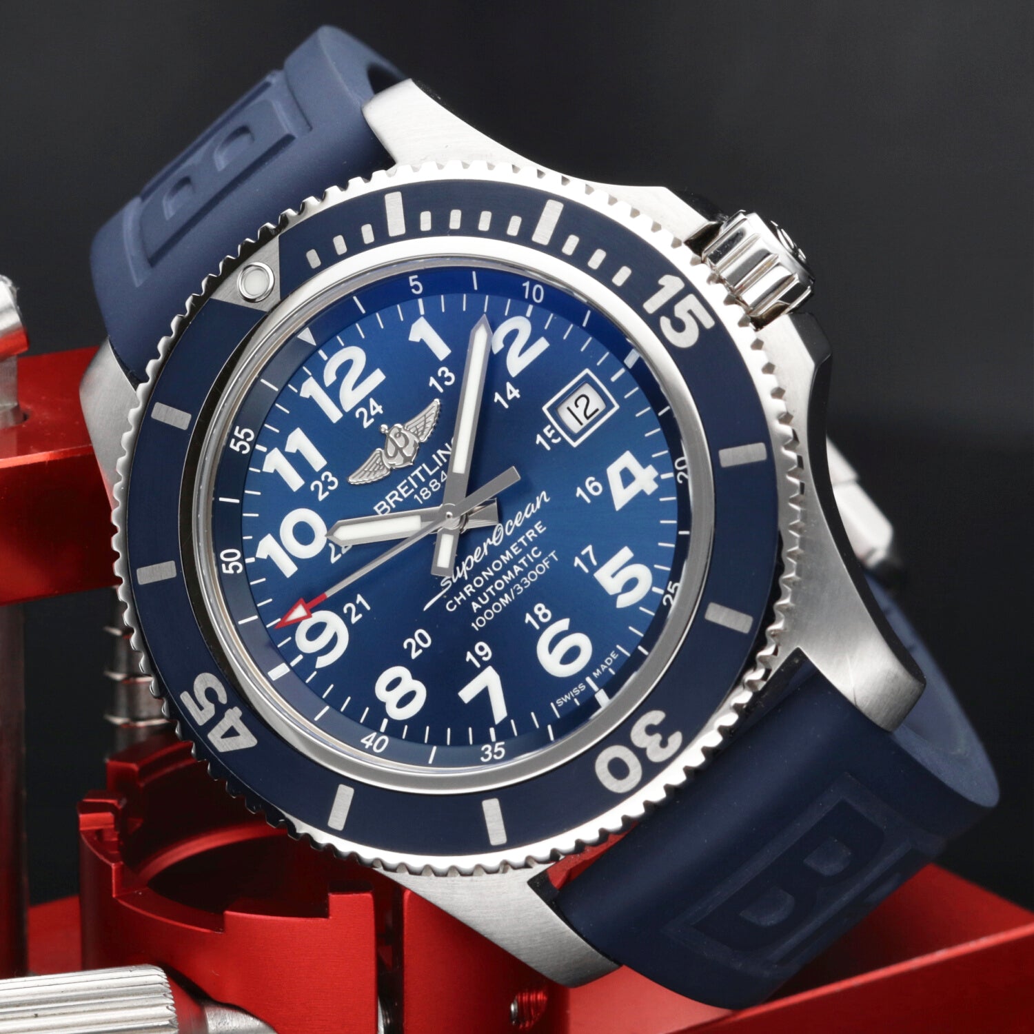 Breitling Superocean II 44mm Blue Dial Blue Rubber Strap Watch for Men - A17392D8/C910/158S/A20SS.1