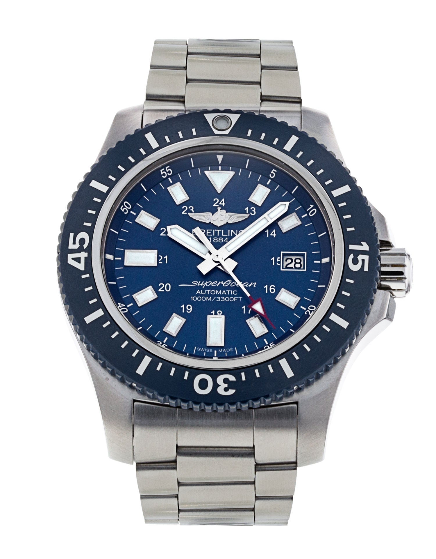 Breitling Superocean 44mm Special Blue Dial Silver Steel Strap Watch for Men - Y17393161C1A1