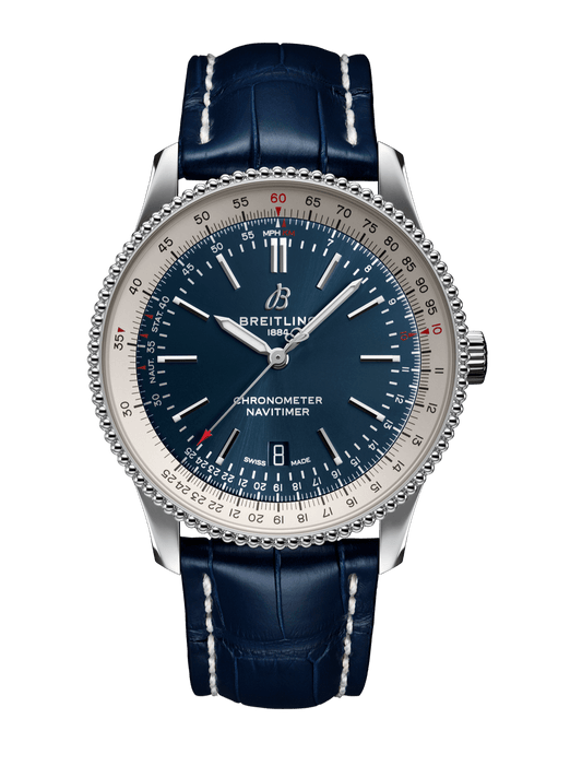 Breitling Navitimer 1 Automatic 41mm Blue Dial Blue Leather Strap Mens Watch - A17326211C1P4