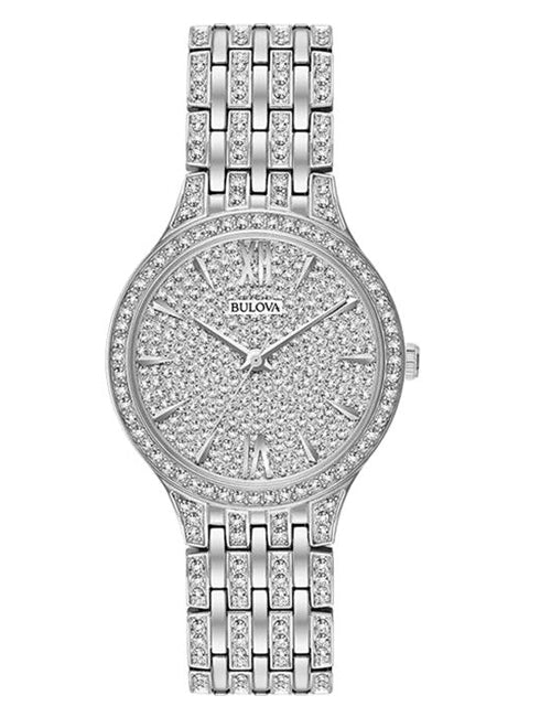 Bulova Crystal Collection Silver Dial Silver Steel Strap Watch for Women - 96L243