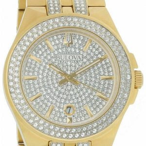 Bulova Crystal Collection Silver Dial Two Tone Steel Strap Watch for Men - 98K102