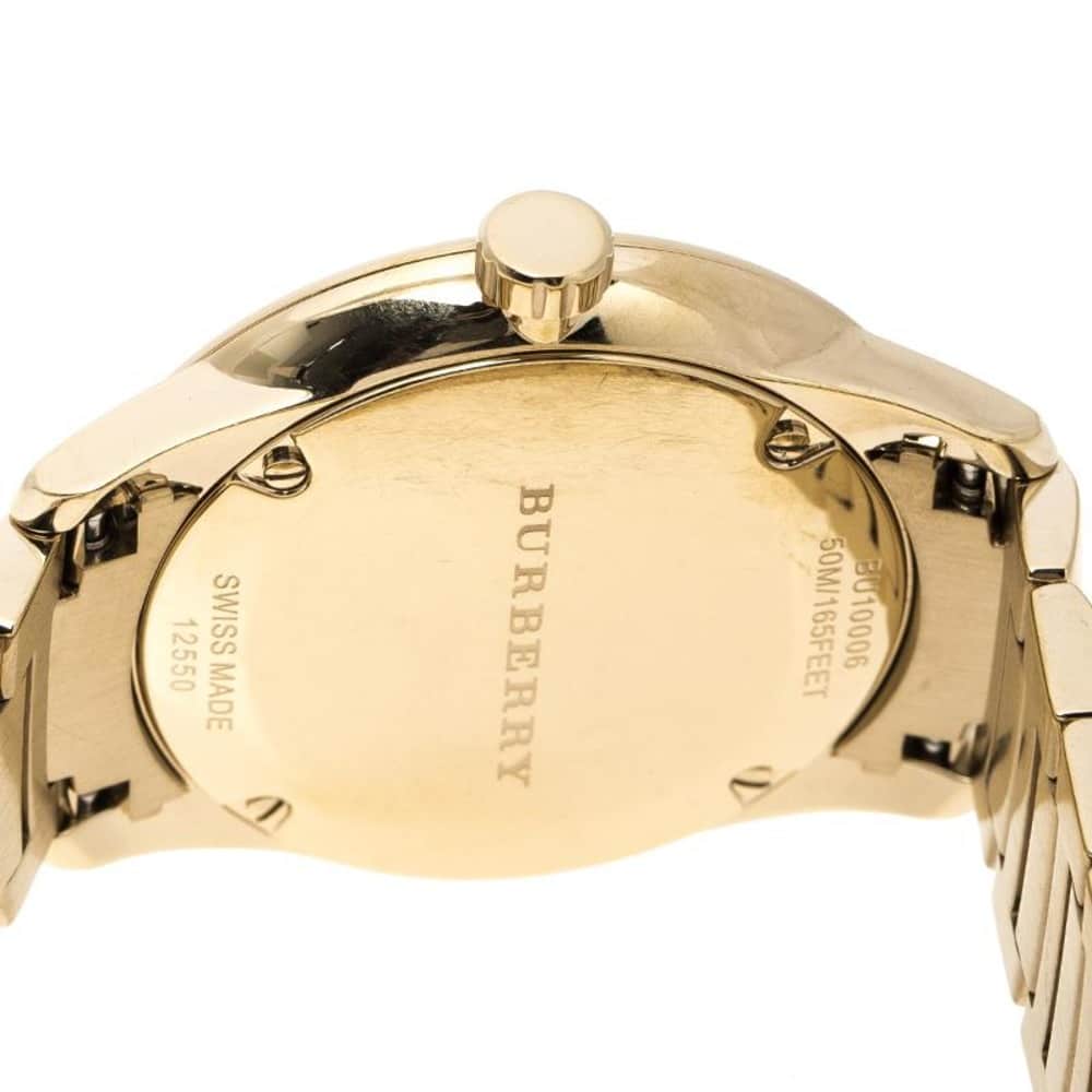 Burberry The Classic Yellow Gold Dial Gold Steel Strap Watch for Men - BU10006