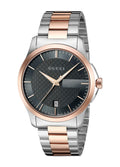 Gucci G Timeless Quartz Grey Dial Two Tone Steel Strap Watch For Men - YA126446