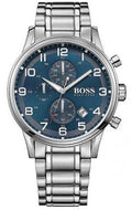 Hugo Boss Aeroliner Chronograph Blue Dial Silver Steel Strap Watch for Men - 1513183