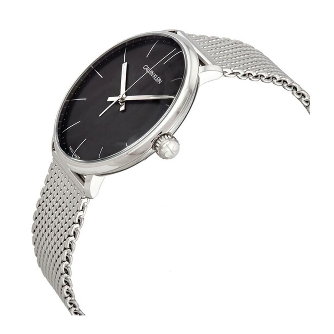 Calvin Klein High Noon Black Dial Silver Mesh Bracelet Watch for Men - K8M21121