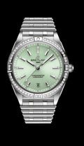 Breitling Chronomat Automatic 36 Diamonds Green Dial Two Tone Steel Strap Watch for Women - A10380591L1A1