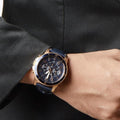 Fossil Grant Sport Chronograph Blue Dial Blue Leather Strap Watch for Men - FS5237