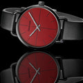 Calvin Klein Even Maroon Dial Black Leather Strap Watch for Men - K7B214CP