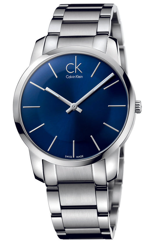 Calvin Klein City Blue Dial Silver Steel Strap Watch for Men - K2G2114N
