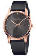 Calvin Klein City Quartz Grey Dial Black Leather Strap Watch for Men - K2G2G6C3