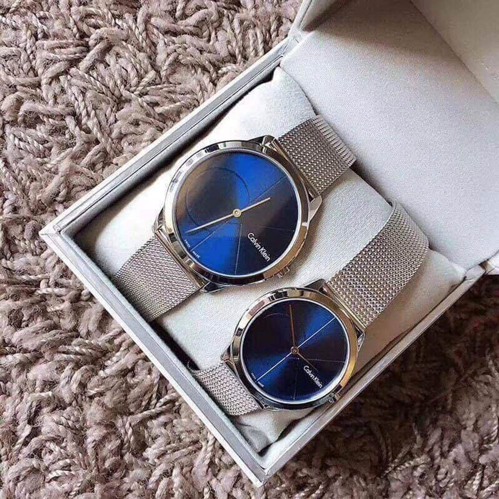 Calvin Klein Minimal Blue Dial Silver Mesh Bracelet Watch for Women - K3M2212N