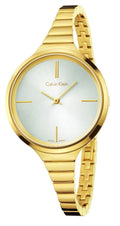 Calvin Klein Lively Silver Dial Gold Steel Strap Watch for Women - K4U23526