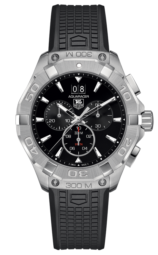 Tag Heuer Aquaracer Quartz Chronograph Black Dial Black Rubber Strap Watch for Men - CAY1110.FT6041