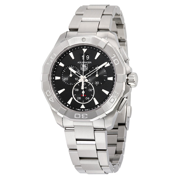 Tag Heuer Aquaracer Quartz Chronograph Black Dial Silver Steel Strap Watch for Men - CAY1110.BA0927